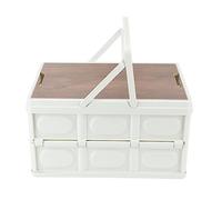 Camp Box Outdoor Camping Portable Storage Box with Handle Removable Foldable Camping Portable Wooden Lid Storage Box for Picnic Camping Travel (Large 105-145mm / 4.1-5.7in)