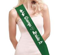 Camp Bride Sash Camping Hen Party Decorations, Retro Sage Green Tribe Bridesmaids Sashes for Bridal Shower Engagement Wedding Supplies