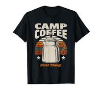 Camp Coffee First Thing Retro Camping Sunrise T-Shirt