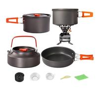 Camp Cooking Set - Picnic Boiling Utensils - Nonstick Stackable Pot Pan Kettle for RV Travel Picnic Camping Survival Backpacking Dorm Tailgating Outdoor Activities