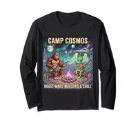 Camp Cosmos Bigfoot Alien UFO Marshmallow Camping Galaxy Art Long Sleeve T-Shirt
