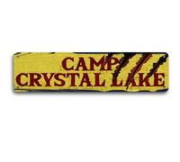 Camp Crystal Lake Sign 4x16 Inches - Vintage Style Metal Wall Decor, Retro Camping Tin Sign for Outdoor Enthusiast, Horror Movie Collectible, Durable Home and Garden Accent, Easy Mounting