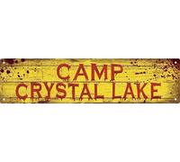 Camp Crystal Lake Street Sign Retro Funny Wall Decor Metal Tin Signs Fall Season Horror Theme Inappropriate Humor Bar Home College Dorm Decor 16x4 in