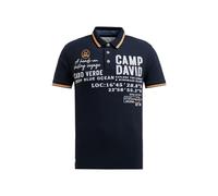 Camp David Men's Pique Polo with Label Appliques, Navy blue, L