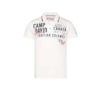 Camp David Men's Polo Shirt with Label Appliques, ivory, L