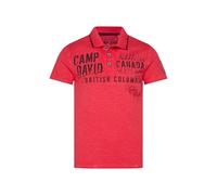 Camp David Men's Polo Shirt with Label Appliques, Red orange, XXL