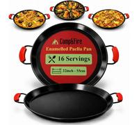 Camp&fire Enamelled Paella Pan (55Cm),carbon Steel Non Stick Pan For Outdoor Cooking, Rice And Seafood With Silicone Handle Holder