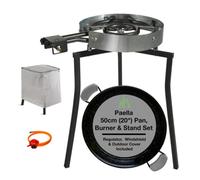 Camp&fire Paella Cooking Set (50Cm, 14 Servings), Gas Burner And Foldable Tripod Stand Outdoor Cooker, Enamelled Steel Pan.