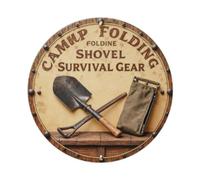 Camp Folding Shovel Survival Outdoor Metal Tin Sign Plaque