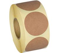Camp Galaxy 2 Inch Natural Brown Kraft Stickers (600 Per Roll) - Round Blank Stickers For Store Owners, Crafts, Organizing, Jar and Canning Labels, Price Tags
