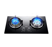 Camp Gas Stove -2 Burner, 9 Cavity Tall Flames, Black Tempered Glass Cast Iron Pot Brackets, Bilateral Timing, Family Kitchen With Flame Protection (Size : NG)