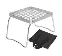 Camp Grill Grate with Foldable Legs, Stainless Steel Portable Grid Ultralight Campfires Stand for Hiking Picnic