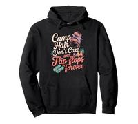 Camp Hair Don't Care Camping Humor Camper for Women Pullover Hoodie