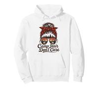 Camp Hair Don't Care Messy Bun Funny Camping Camper Women Pullover Hoodie