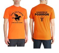 Camp Halloween Shirt,Halloween Scary Front Back Half Blood T-Shirt Daughter of Poseidon Unisex Kids Adult top (Orange, M)