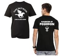 Camp Halloween Shirt,Halloween Scary Front Back Half Blood T-Shirt Daughter of Poseidon Unisex Kids Adult top (Black, S)