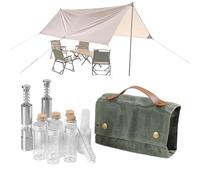 Camp Kitchen Organiser - Outdoor Jars, Travel Containers, Canvas Organiser Camping, 12 Set for Trekking, Set for Festivals and Bushcraft, Practical, Robust Any Outdoor Kitchen
