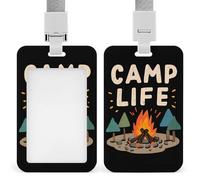 Camp Life Printed Badge Holder with Lanyard Plastic Name ID Card Cases Work Tag