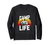 Camp Life Retro Camper Trailer Camping Sunset Long Sleeve T-Shirt