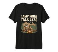 Camp More Talk Less Raccoon Tent Campfire Premium T-Shirt