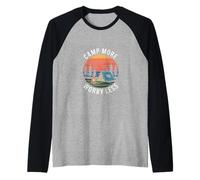 Camp More Worry Less Nature Camping Raglan Baseball Tee