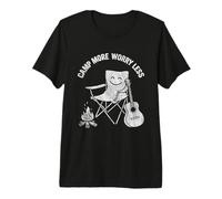 Camp More Worry Less Retro Camping Chair Guitar Campfire Premium T-Shirt