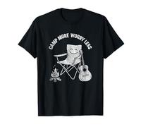 Camp More Worry Less Retro Camping Chair Guitar Campfire T-Shirt