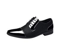 Camp Shoes Men's 41 Leather Shoes Classic Style for Men Slip On PU with Low Rubber Sole and Block Heel Shoes Men Business Black, black, 7 UK