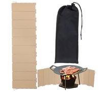 Camp Stove Windscreen - Metal Plate 32 Inch, Foldable Cooking Shield, Portable Burner Barrier | Outdoor Hiking Backpacking Picnic Bbq Grill Beach Family Gathering Wild Survival Kit Wind Guard Gear