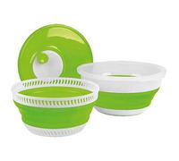 Camp4 Foldable Salad Spinner Lime White Also Strainer & Bowl with Lid