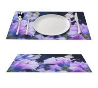 Campanula Butterflies Placemats 12 X 17 Inch PVC Wipeable Table Mat Heat Stain Resistant Place Mat Indoor/Outdoor Waterproof Placemat Decoration for Kitchen Dining Table 2 PCS