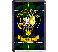 Campbell Clan Tartan Fridge Magnet with Scottish Clan Crest on Clear Acrylic Base