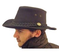 Campbell Cooper Australian Bute Leather Kangaroo Bush Hat - Black - Large