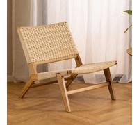 campbell wooden lounge chair in off white and oak