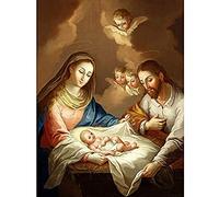 Campeche Jordan The Nativity Biblical Jesus Angels Painting Art Print Canvas Premium Wall Decor Poster Mural