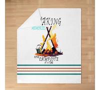 Camper Adventure Kids Flannel Blanket,Geometric Polka Dot Stripe RV Trailer Bed Blanket,Bonfire Campfire Rustic Farmhouse Girls Boys Sofa Decor,White Fuzzy Blanket,Twin Size (60 x 80 Inches)