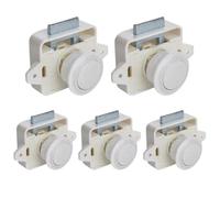 Camper Car Push Lock RV Caravan Boat Motor Home Cabinet Drawer Latch Button Locks 5Pcs (Big White)