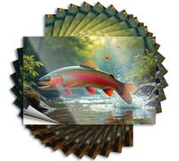 Camper Decorations for Inside Hat Lettering Sticker - A Colorful Fish Leaps Out of The Water, Surrounded By Butterflies. Half Durable Sticker Easy Apply for Interior Decor(12X18CM)