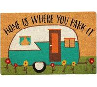 Camper Doormat Home is Where You Park It Pattern Indoor Outdoor Welcome Entry Way Mat with Anti-Slip 23.6x15.7 Inch