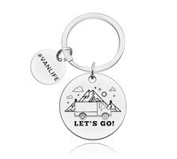 Camper Gifts Keyring for Men Women Camping Lover Gifts for Friend Sister Cute Camper Outdoor Themed Keychain for Daughter Son Brother Girlfriend Boyfriend Birthday Graduation Presents