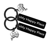 Camper Gifts Keyring My Happy Place Camper Keychain Set Happy Camper RV Keychain Unique Gifts for Women Men Camper Lover Trailer Outdoors Vacation Gifts