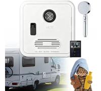 Camper Hot Water Heater, Electric RV Tankless Water Heater, with 16x16 in Door and Remote Controller,DC 12V,Best High Altitude Performance,Propane Gas,Easy Installation(White,with Shower Head)