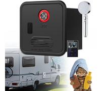 Camper Hot Water Heater, Electric RV Tankless Water Heater, with 16x16 in Door and Remote Controller,DC 12V,Best High Altitude Performance,Propane Gas,Easy Installation(Black,with Shower Head)
