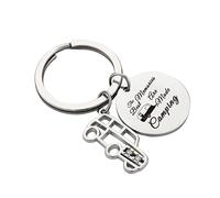 Camper Keychain Keyring Happy RV Keychain Camping Gifts For Men Women Teenager Camper Lover Travel Trailers Vacation, Camper, Medium