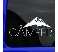 Camper Mountains Decal Pack of 2 - High Grade Vinyl, Waterproof, and Weather-Resistant - Perfect for Decorating Campervans, Cars, Laptops, and More - 2 Pack Set (220mm x 102mm) (Silver)