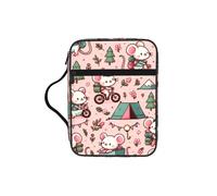 Camper-Mouse-Cycling Bible Cover Case with Handle, Water-Resistant Oxford Fabric Bible Bag Organizer with Zipper Pockets for Church