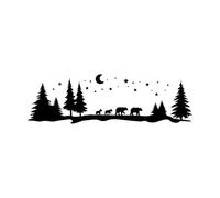 Camper Rv Camping Under The Moonlight Wall Decal Bedroom Tent in Forest Campfire Motorhome Wall Sticker Playroom Small - 18x56cm