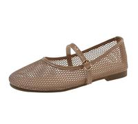 Camper Sandals Women - Women's Mesh Mary Jane Flats, Breathable Low Cut Ballet Shoes with Adjustable Buckle Strap, Flat Sole Casual Pumps for Work, Walking and Everyday Wear