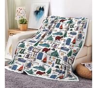 Camper Throw Blanket, RV Camper Accessories for Travel Trailers Throw Blanket, Flannel Camping Soft Warm Cozy Throws Cover for Couch Chair Sofa Bed Outdoor Inside Travel Decor