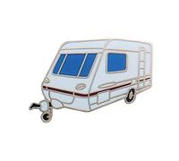 CAMPER VAN CARAVAN WHITE ENAMEL LAPEL PIN BADGE